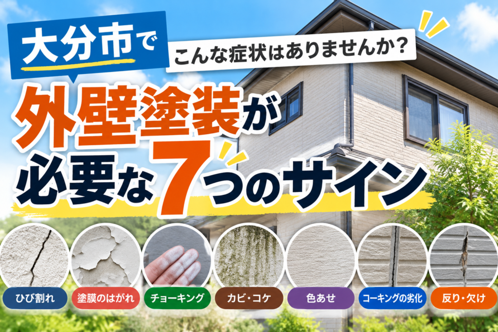 大分市の外壁塗装が必要な7つのサイン｜ひび割れ・色あせ・コーキング劣化などを解説